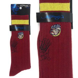 ED HARDY Embroidered Bulldog Crew Socks